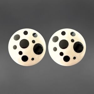 Vintage Avon 1987 Black "Polka Dots" Earrings with Cream Base | Retro | NIB